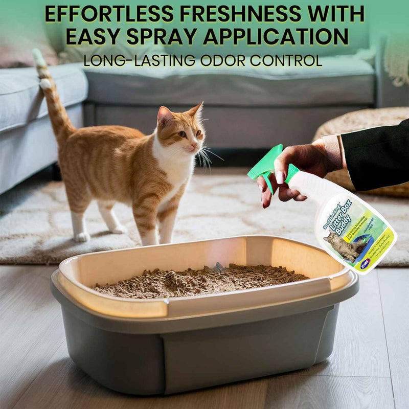ZORBX Unscented Cat Litter Deodorizer Spray 24 Fl Oz â€“ Fast-Acting Cat Litter Box Deodorizer for Strong Urine Odor & Cat Litter Odor Control - Advanced Pet Odor Remover & Stronger Odor Neutralizer - Image 3